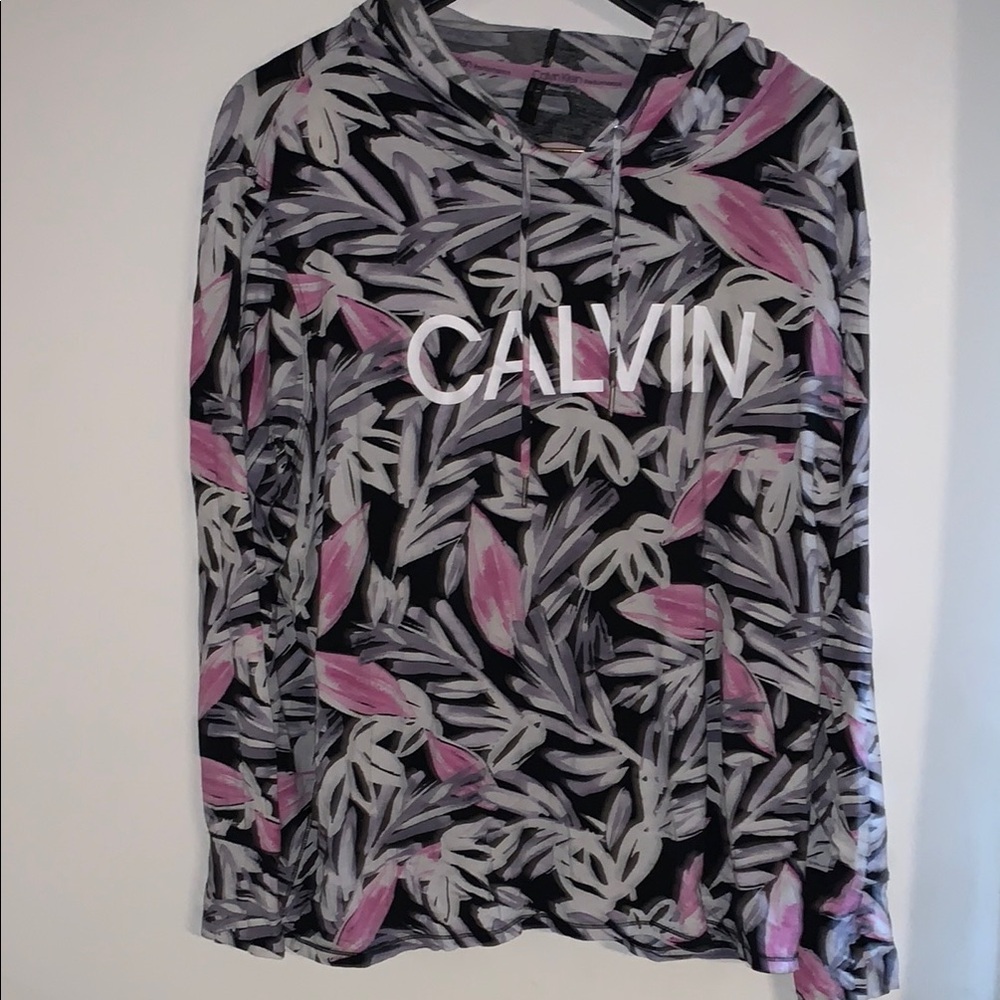 Calvin Klein Pink and Black Patterned Hoodie
